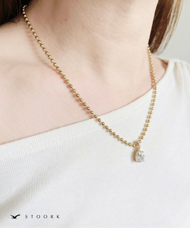 Ball Chain Stone Necklace - stoork