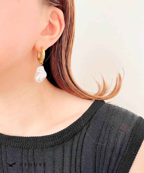 Baroque Pearl Hoop Pierce - stoork