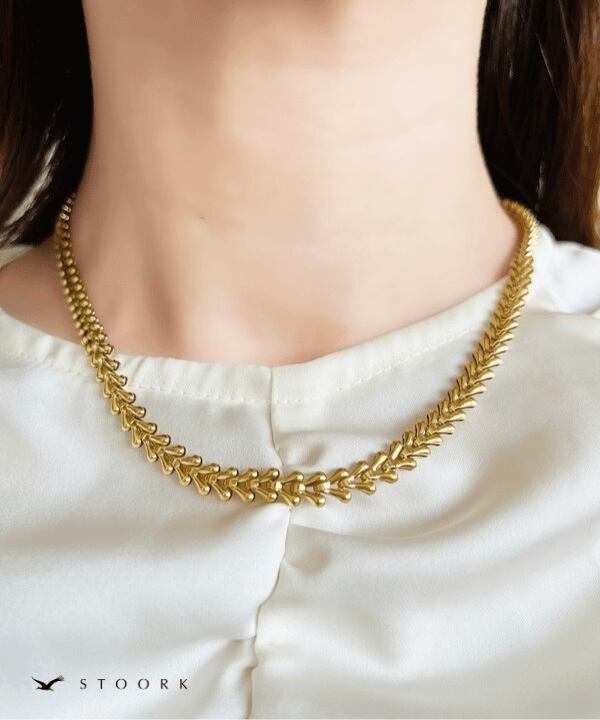 【再入荷】Filled Leaf Chain Necklace