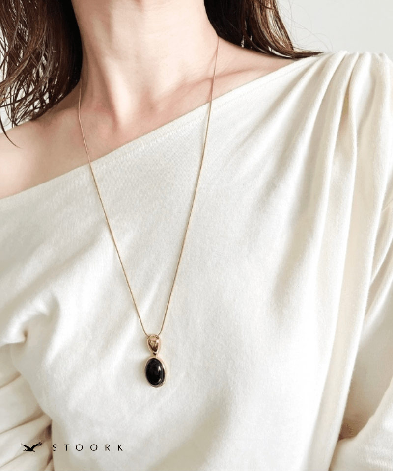 Black Oval Slider Necklace - stoork