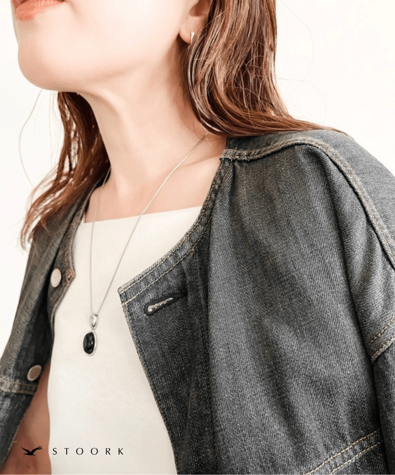 Black Oval Slider Necklace - stoork