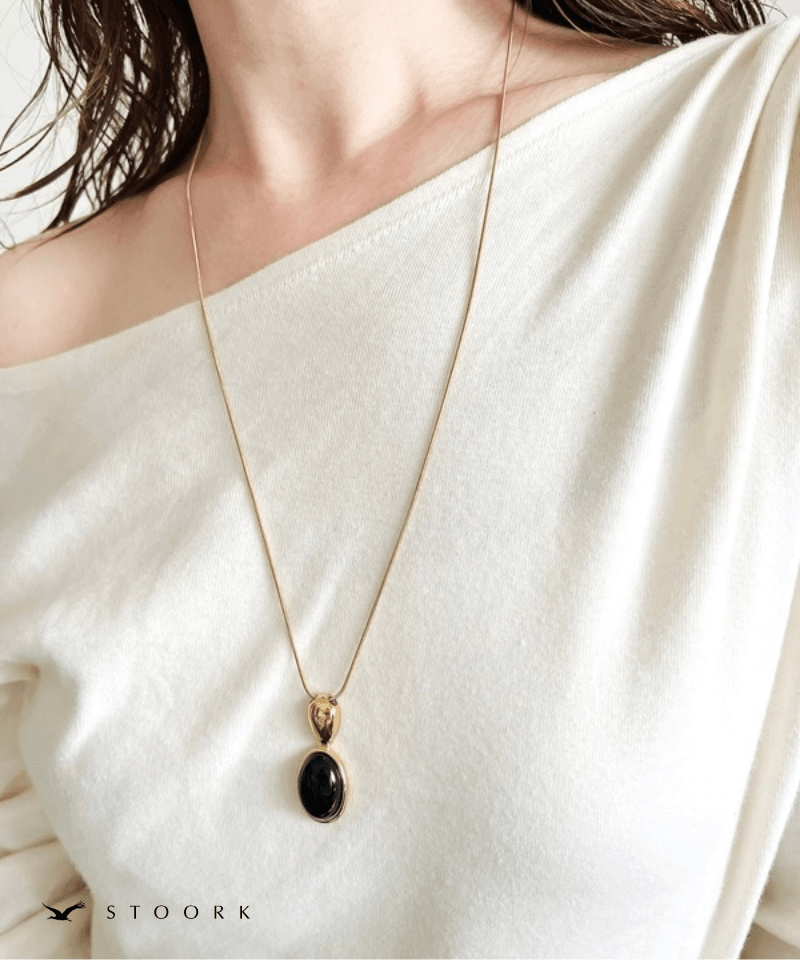 Black Oval Slider Necklace - stoork