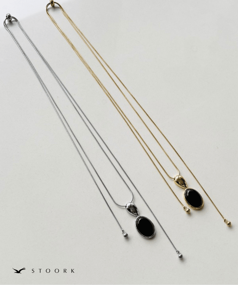 Black Oval Slider Necklace - stoork