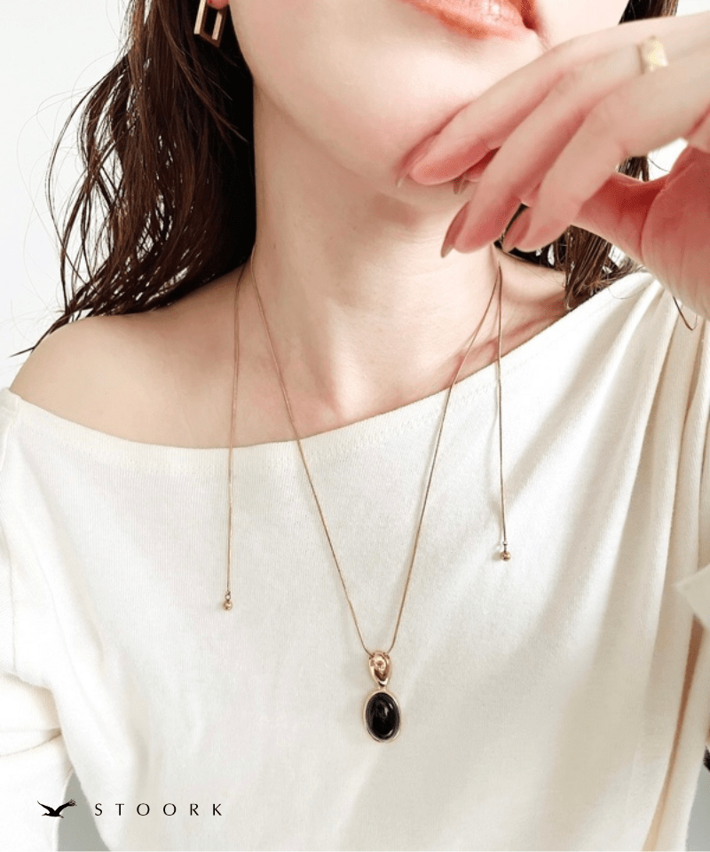 Black Oval Slider Necklace - stoork