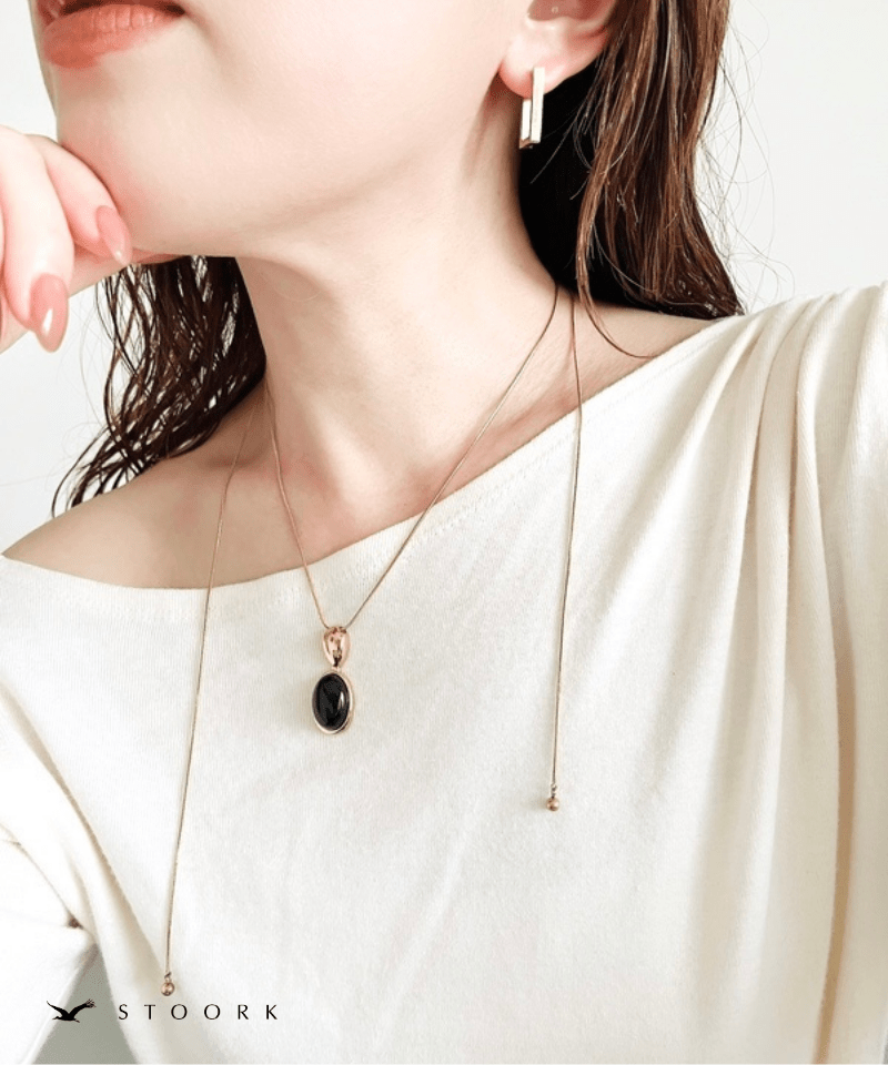 Black Oval Slider Necklace - stoork