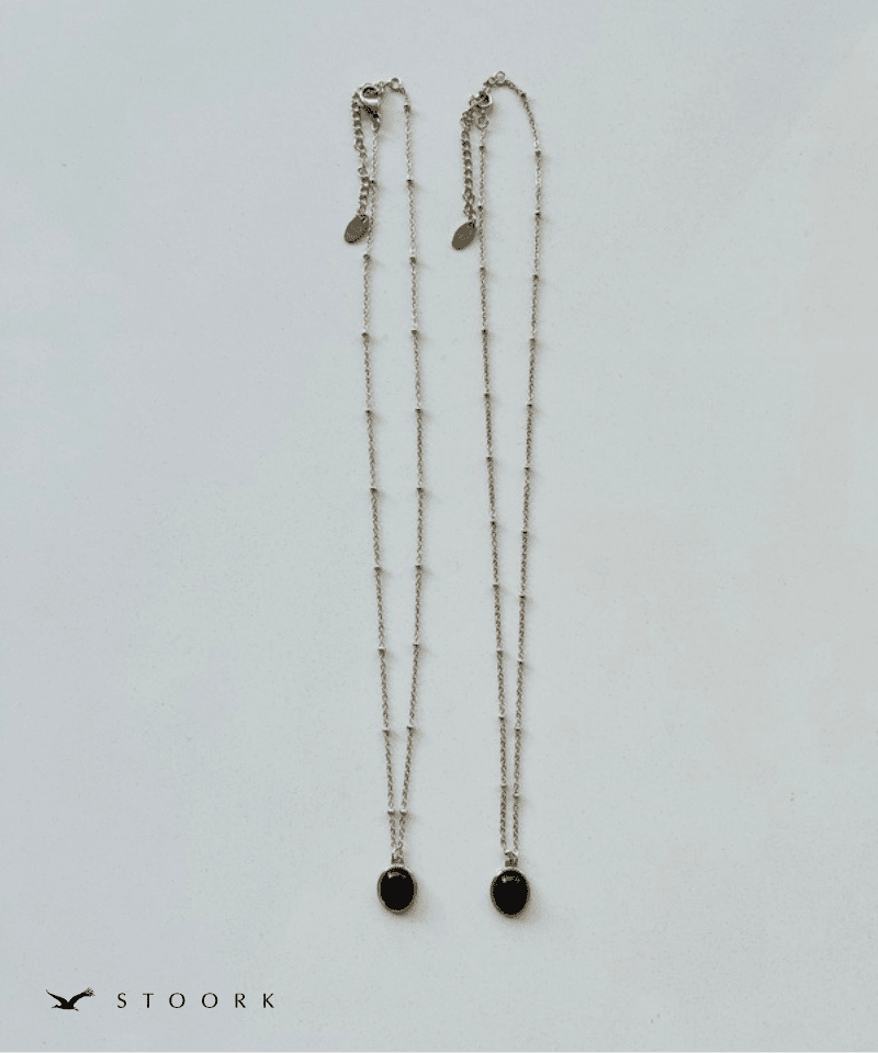 Black Stone Station Necklace - stoork