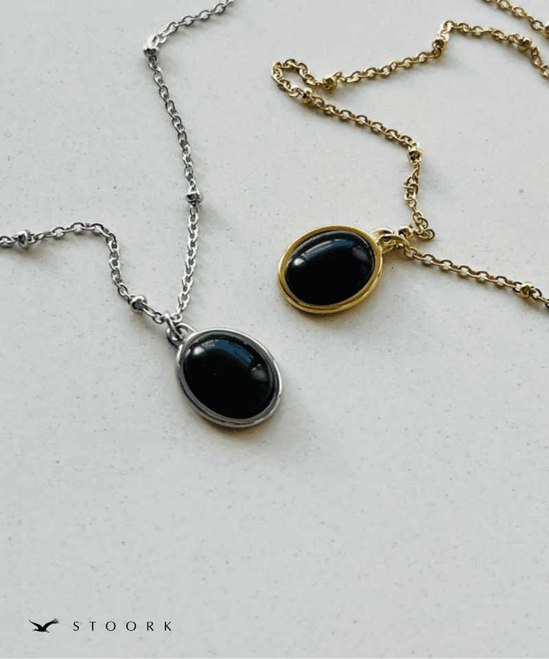 Black Stone Station Necklace - stoork