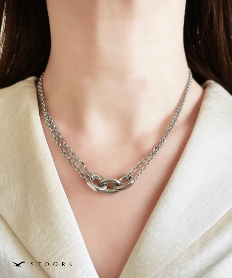 Chain Motif Double Necklace - stoork