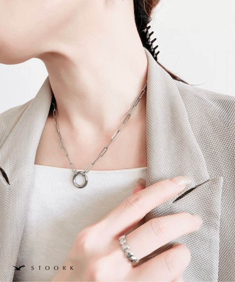 Circle Paperclip Chain Necklace - stoork
