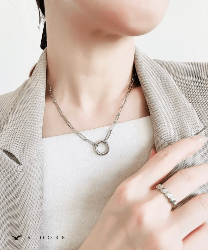 Circle Paperclip Chain Necklace - stoork