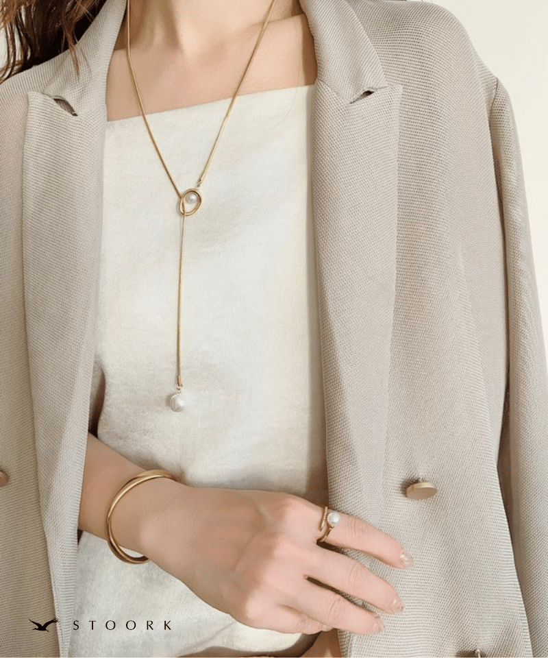 Circle Slider Pearl Necklace - stoork