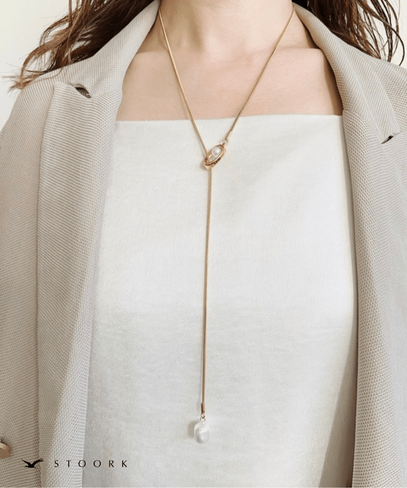 Circle Slider Pearl Necklace - stoork