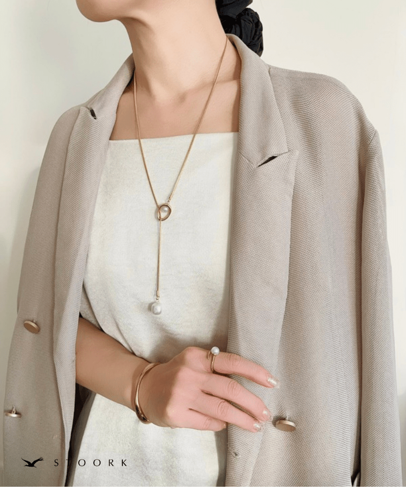 Circle Slider Pearl Necklace - stoork