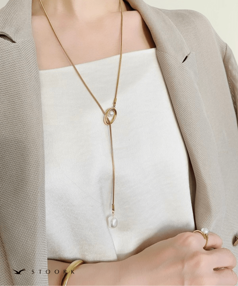 Circle Slider Pearl Necklace - stoork