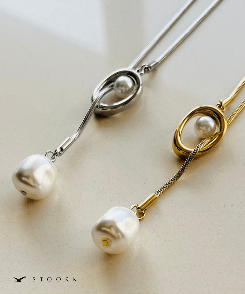 Circle Slider Pearl Necklace - stoork