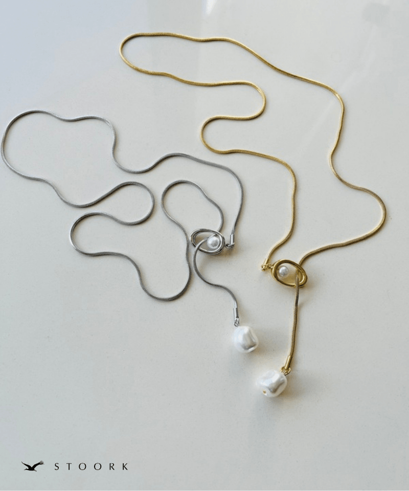 Circle Slider Pearl Necklace - stoork
