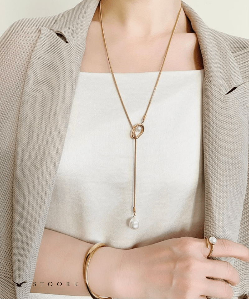 Circle Slider Pearl Necklace - stoork