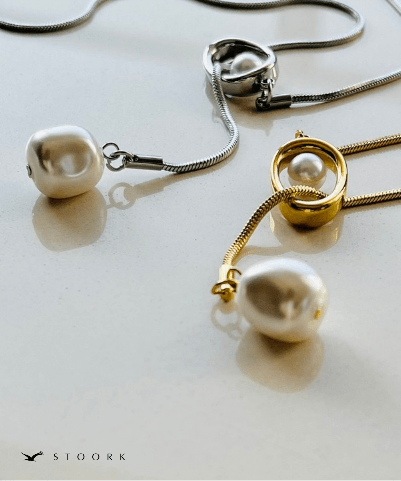 Circle Slider Pearl Necklace - stoork