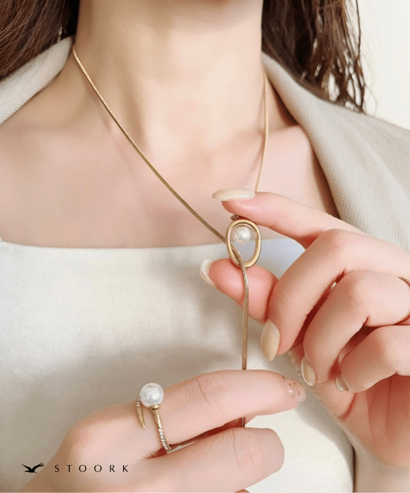 Circle Slider Pearl Necklace - stoork