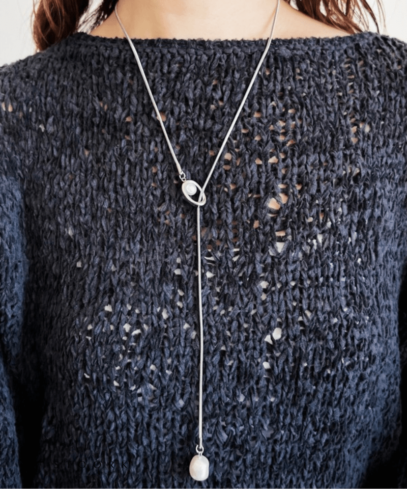 Circle Slider Pearl Necklace - stoork