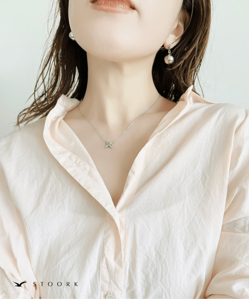 Cross Line Zircon Necklace - stoork