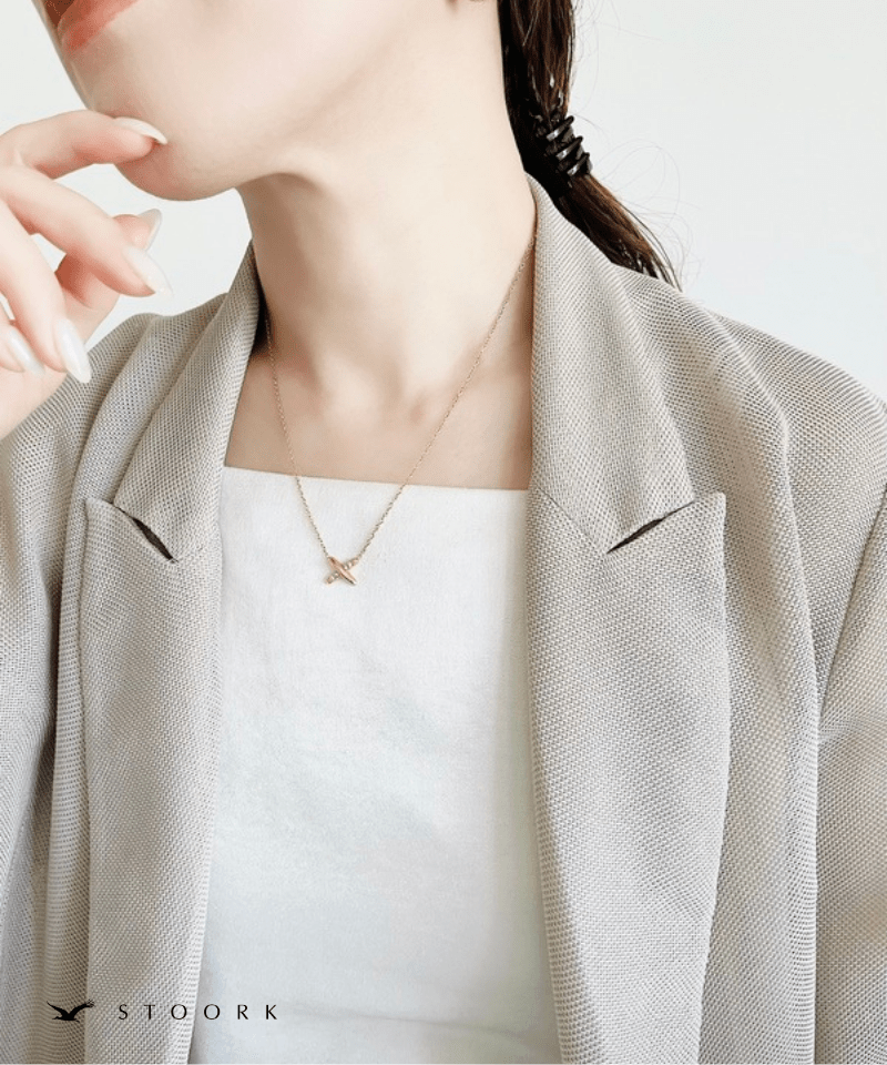 Cross Line Zircon Necklace - stoork
