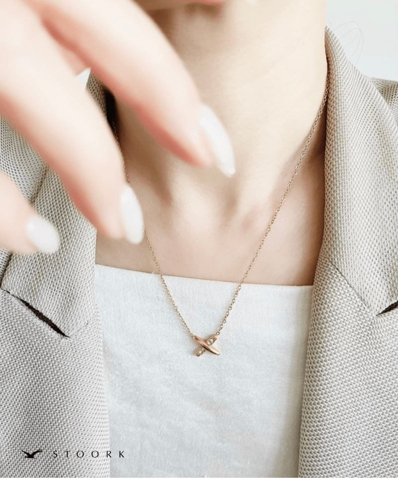 Cross Line Zircon Necklace - stoork