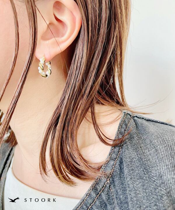 【再入荷】s925 Twist Pearl Pierce