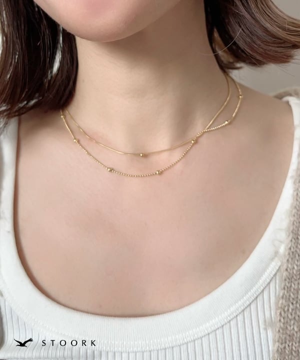 Dot Double Chain Necklace - stoork