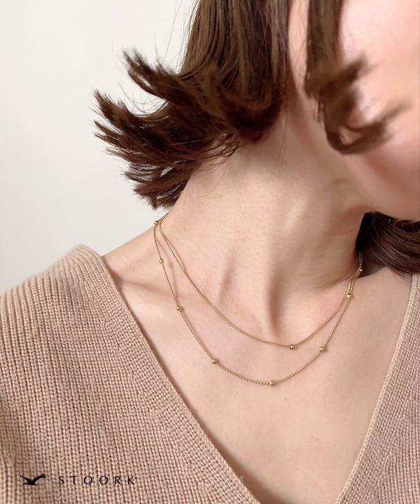 Dot Double Chain Necklace - stoork