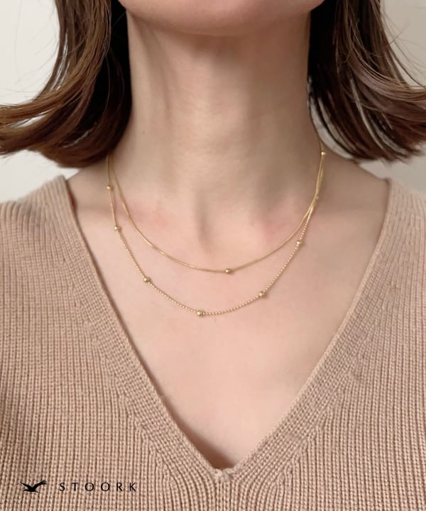 Dot Double Chain Necklace - stoork