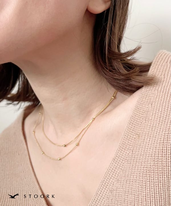 Dot Double Chain Necklace - stoork
