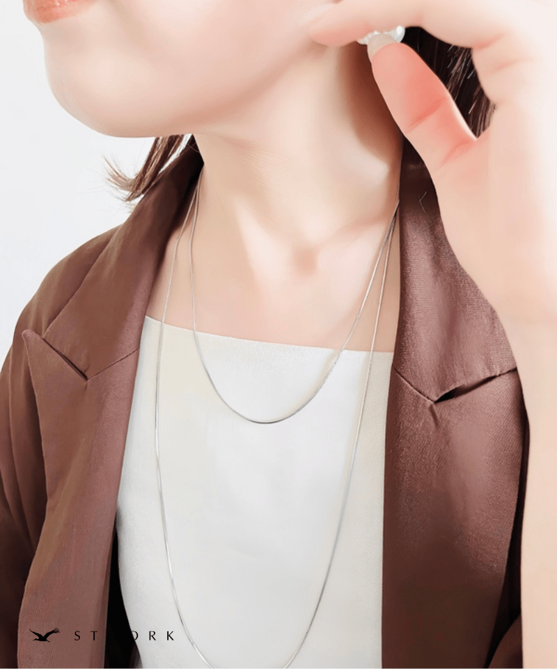 Double Layer Snake Chain Necklace - stoork