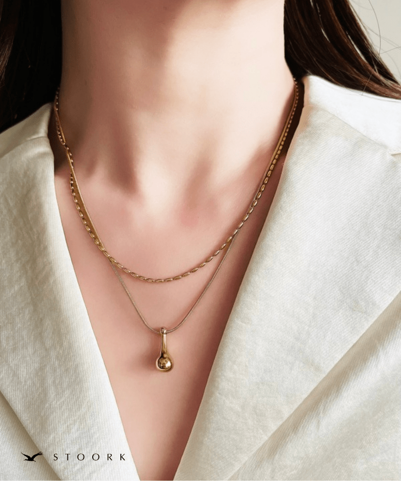 Double Line Drop Necklace - stoork