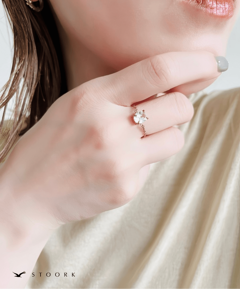 Drop Stone Chain Ring - stoork