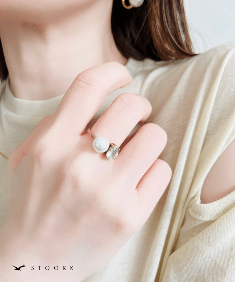 Drop Stone Pearl Ring - stoork