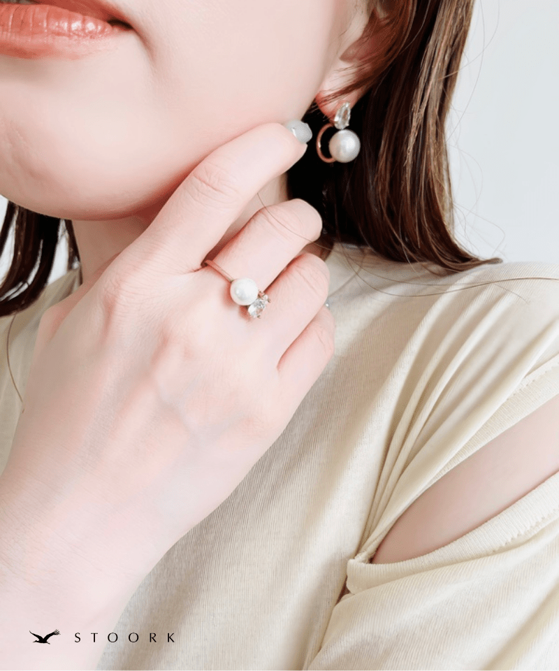 Drop Stone Pearl Ring - stoork