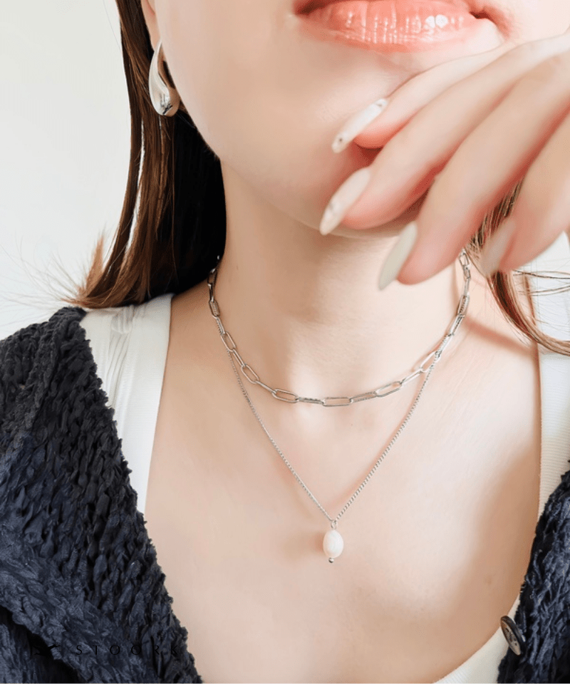 Dual Chain Pearl Necklace - stoork