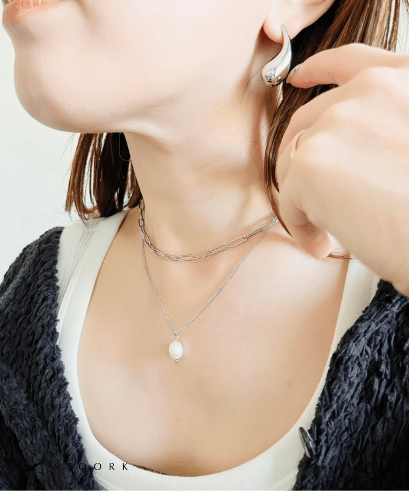 Dual Chain Pearl Necklace - stoork