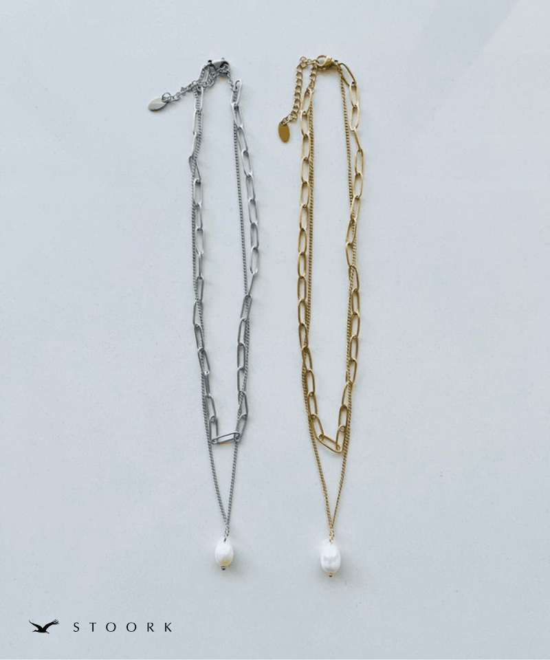 Dual Chain Pearl Necklace - stoork