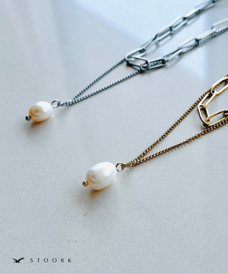 Dual Chain Pearl Necklace - stoork