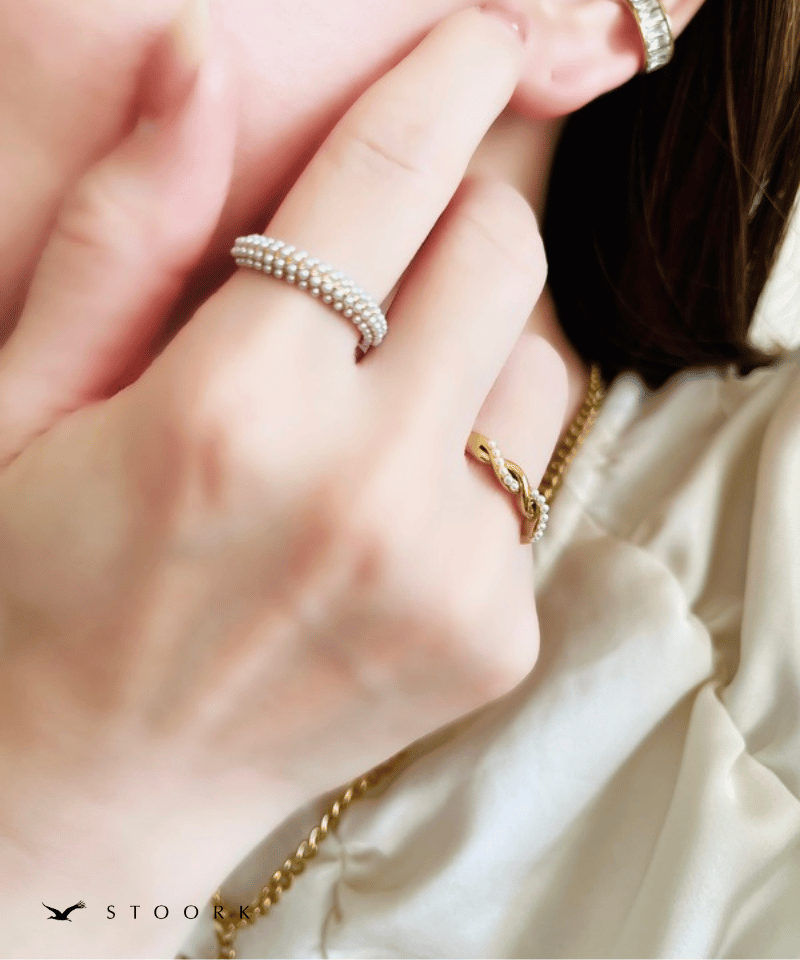 Half Pearl Fat Ring | 金属アレルギー対応アクセサリー通販ショップ
