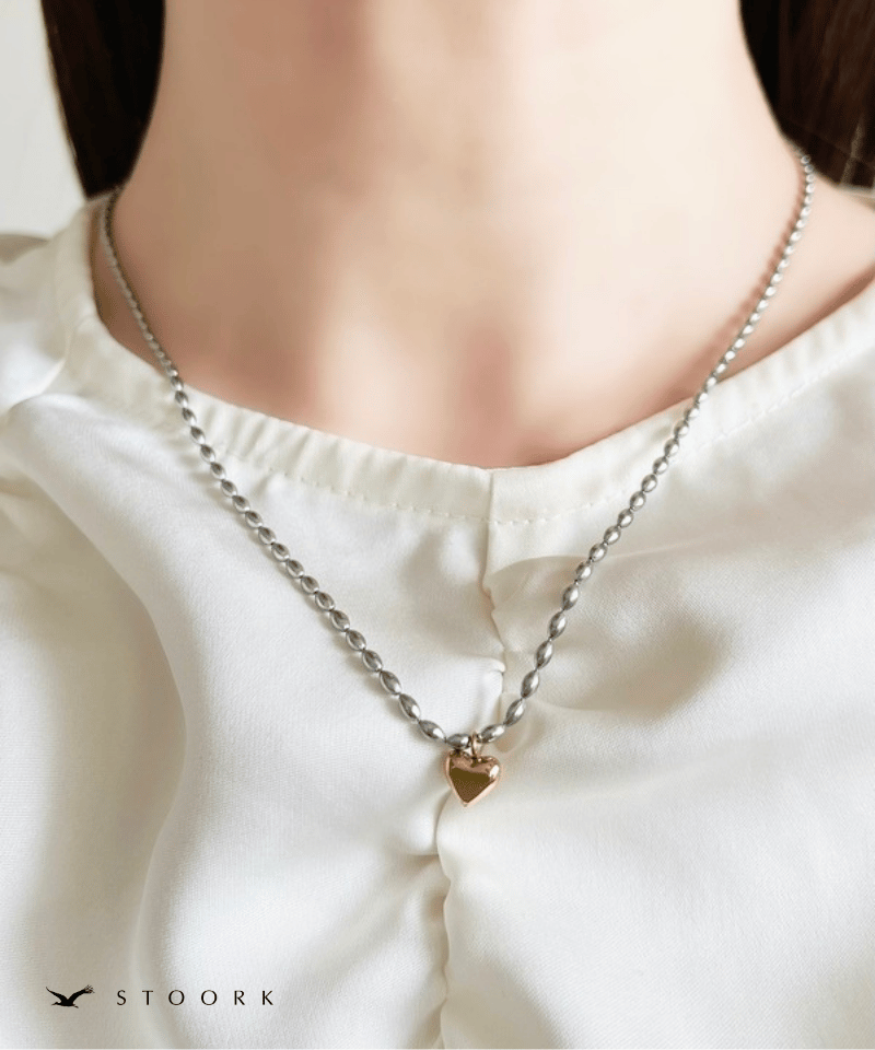 【再入荷】Heart Ball Chain Necklace - stoork