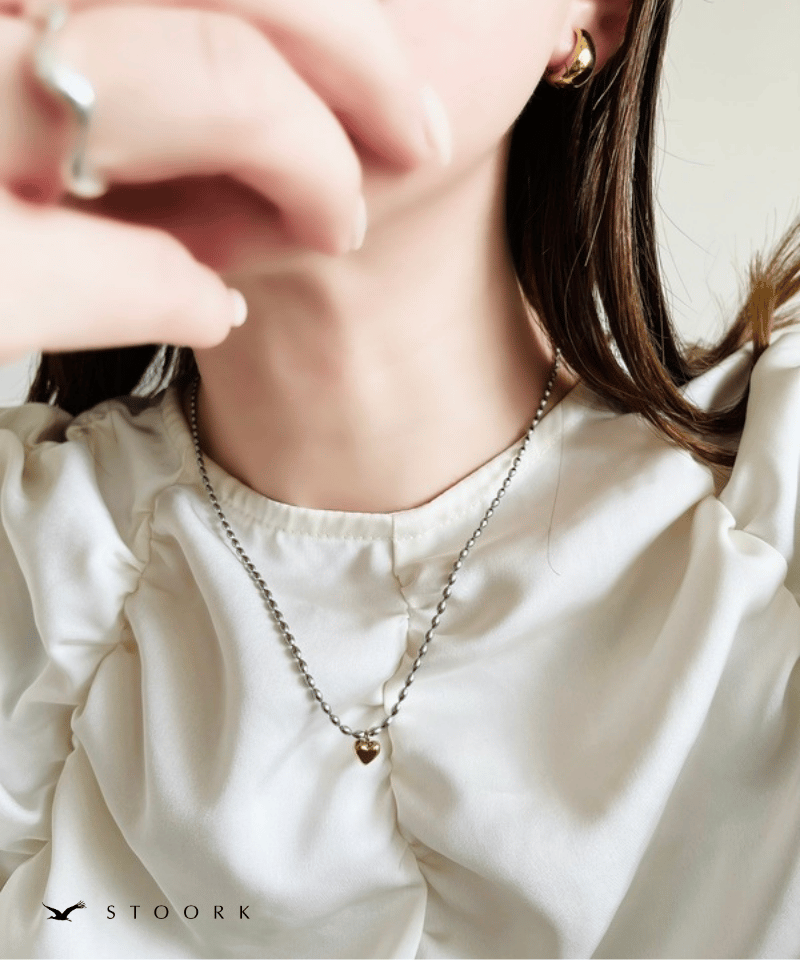 【再入荷】Heart Ball Chain Necklace - stoork