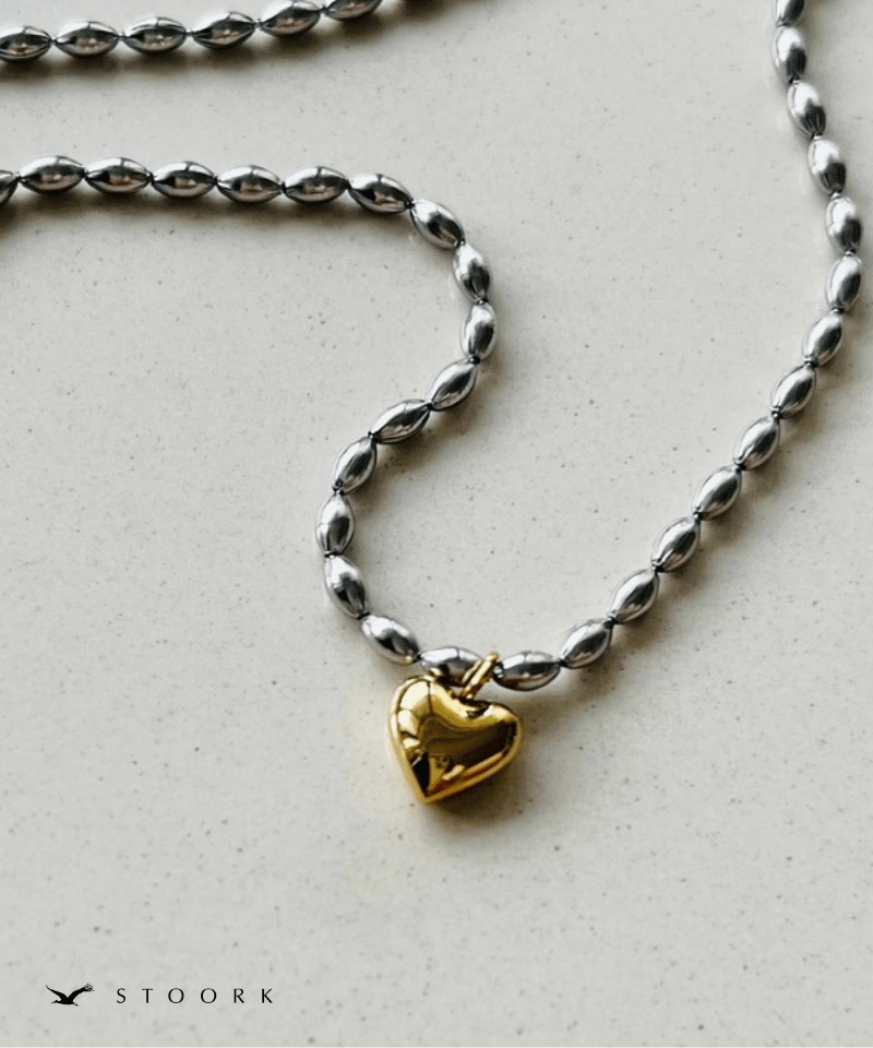 【再入荷】Heart Ball Chain Necklace - stoork