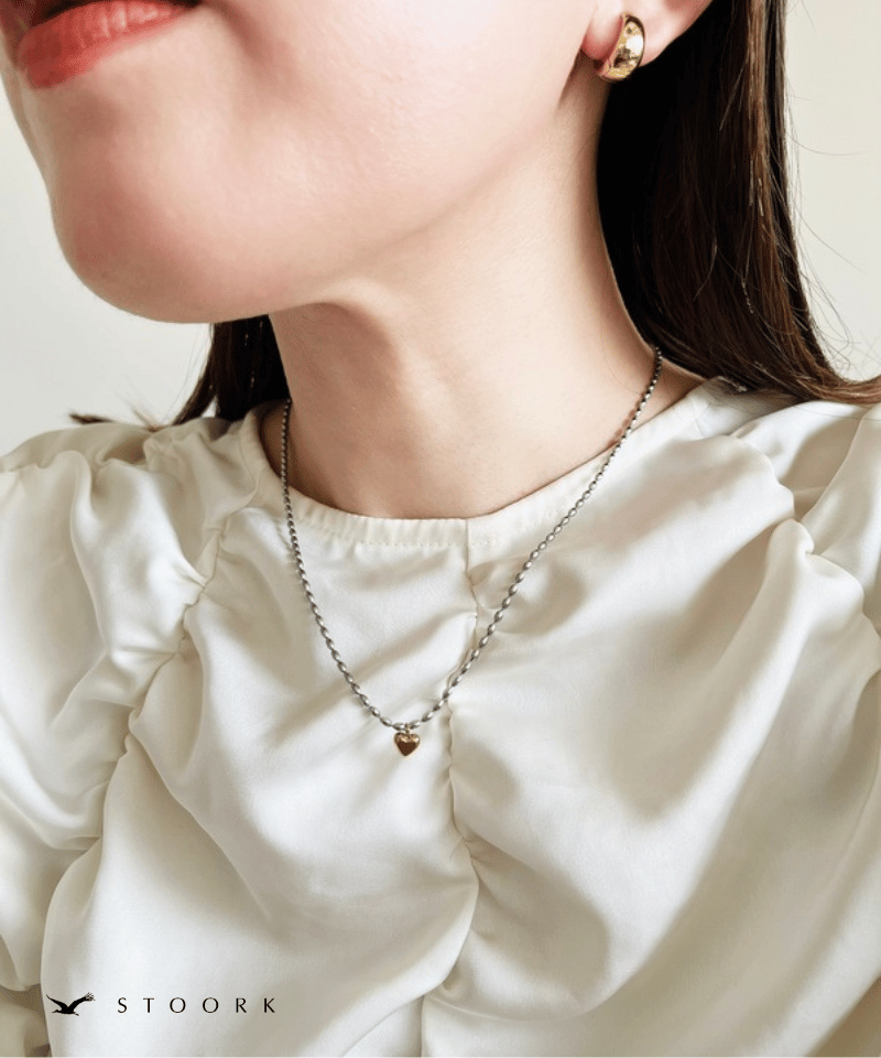 【再入荷】Heart Ball Chain Necklace - stoork