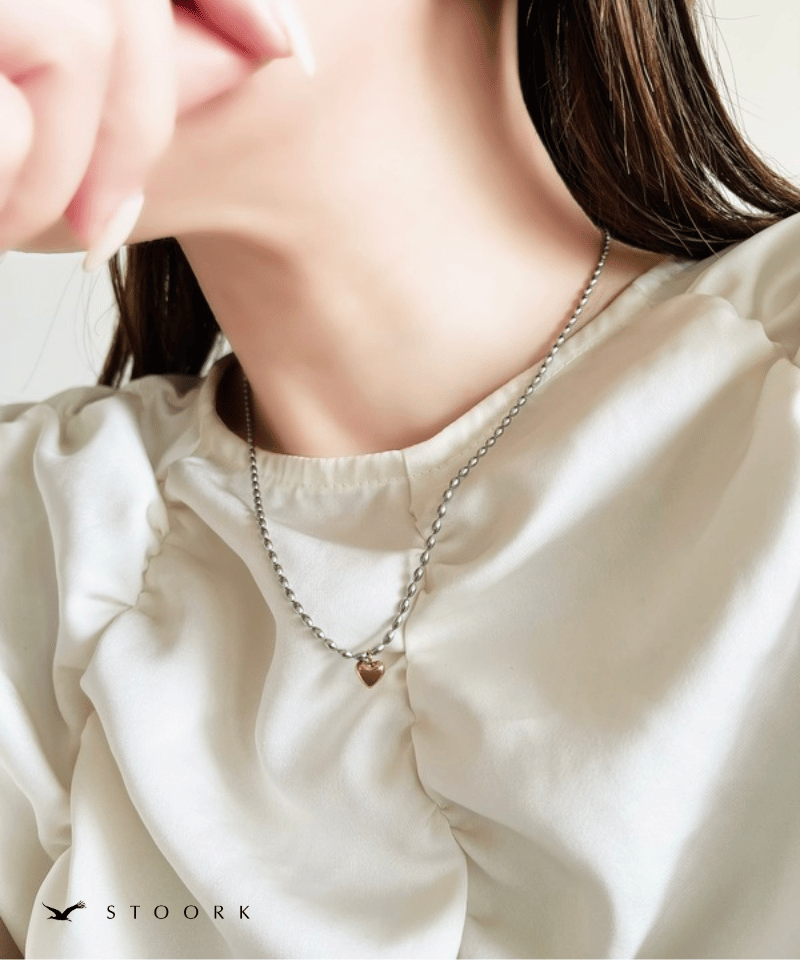 【再入荷】Heart Ball Chain Necklace - stoork