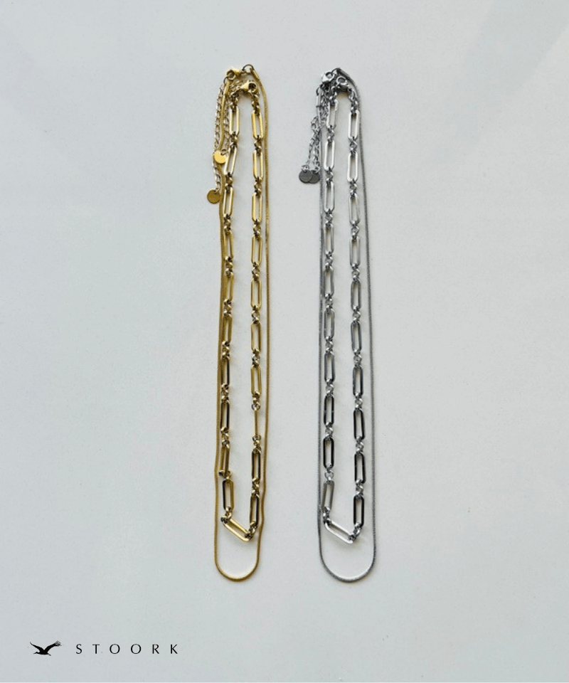 Layered Design Chain Necklace - stoork