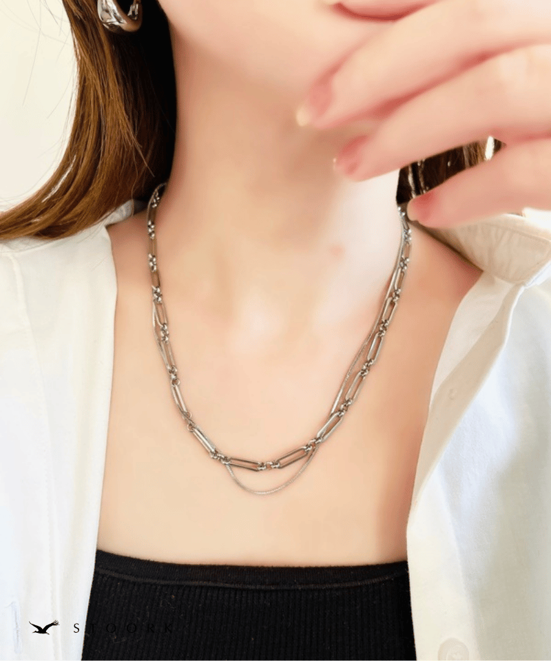 Layered Design Chain Necklace - stoork