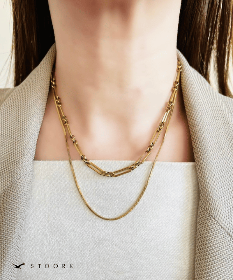 Layered Design Chain Necklace - stoork